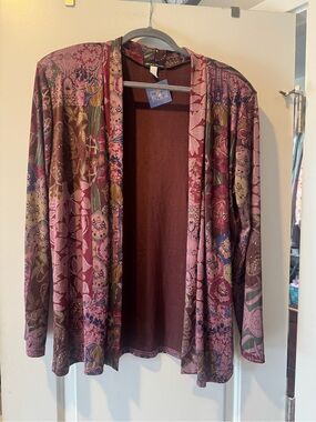 Open Front Floral Patchwork Cardigan - Pink Multi new with tag size L